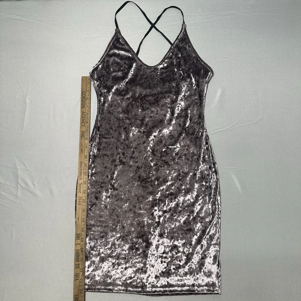 Velvet Bodycon Dress M L‎ Silver Purple Y2K Corset Back Pop Iconic Party Dress